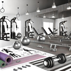 Fitness Equipment in a Gym