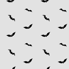 Monochrome halloween pattern with bat. Halloween background, vector seamless pattern.