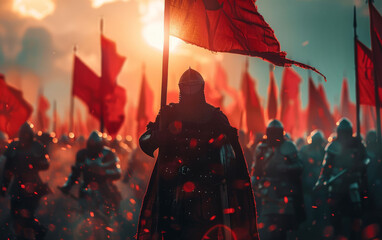 Medieval Victory and Glory in Double Exposure Silhouette