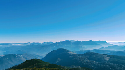 Majestic Mountain Range Under Clear Blue Sky