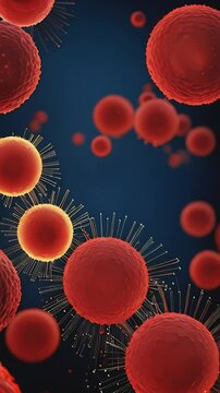 abstract blood cells flow  microbiomes micro microscopic parasites virus vertical video animation 4K generative AI content