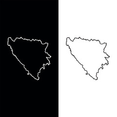 Bosnia and Herzegovina map of black contour curves on white background of vector illustration

