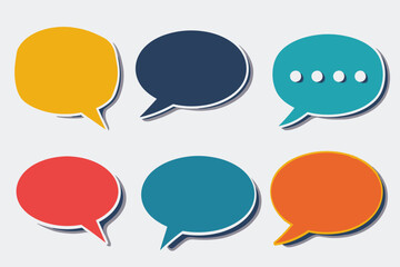 Vecor set of flat colorful speech bubbles Banners, price tags, stickers, posters, bubble, badges. Isolated on white background