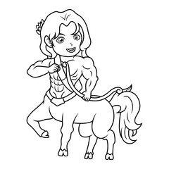 Cartoon  Chibi Centaur line art