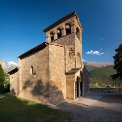 Fototapeta premium romanesque church in Europe, AI generated