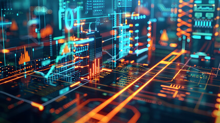 Detailed electricity grid diagrams showcasing cost analytics with vibrant graphics and charts, highlighting energy consumption, efficiency, and financial metrics.