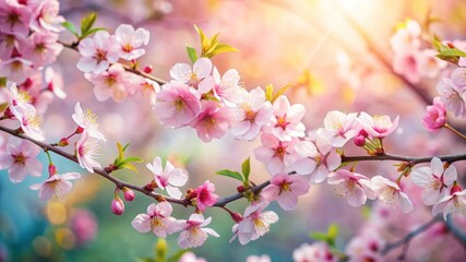 Obraz premium Delicate Pink Cherry Blossoms in Spring Sunlight.