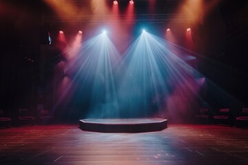 Stage Spotlight with Stage Podium Scene, Stage Spotlight on a Stage, Stage Background