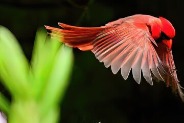 Red male cardinal showing head and beak