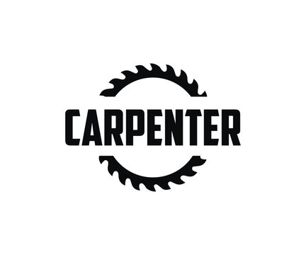 Wood Carpenter logo design. Blade or circular saw for sawing of woodmaster or carpenter vector design and illustration.

