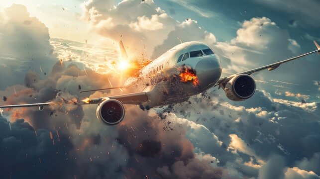 plane crash with plane engine exploding