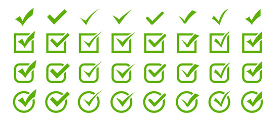 Check mark icons . Green check mark vector icons. Vector illustration.  Approved icon.