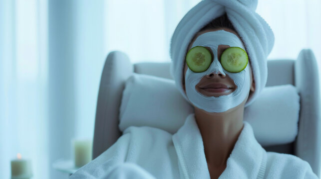 De-Stress and Detox: Spa Day with a Facial Mask and Cucumber Slices
