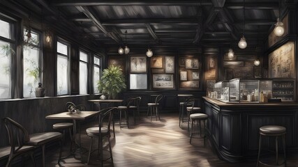 cafe with black wooden style