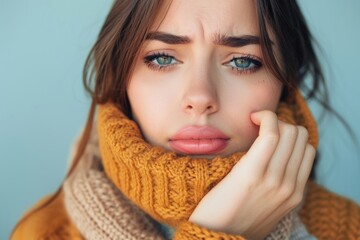 Young woman with a sore throat