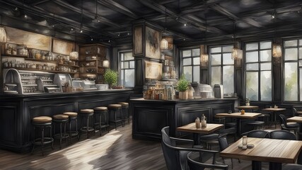 cafe with black wooden style