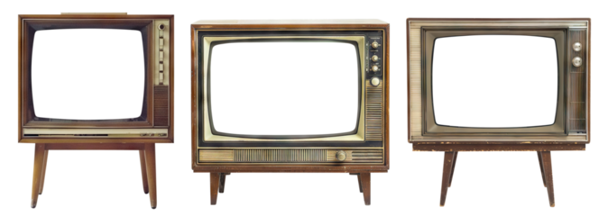 Set of retro wooden TV boxes, cut out