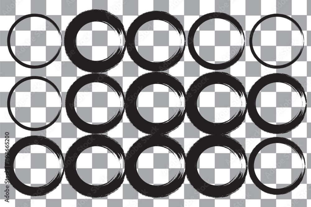 Poster hand drawn circle line sketch set isolated on white background. vector circular scribble doodle roun