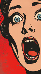 retro shocked woman pop art illustration