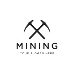 Hipster.logo mining tools logo template design for , company and mine symbol.