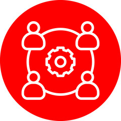 Teamwork Vector Line White Circle Red
