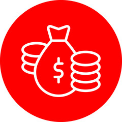 Income Vector Line White Circle Red