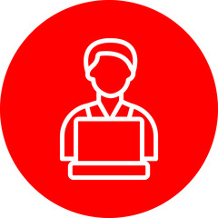 Employee Vector Line White Circle Red