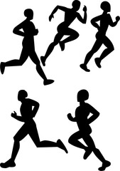 silhouettes of people in motion. running people