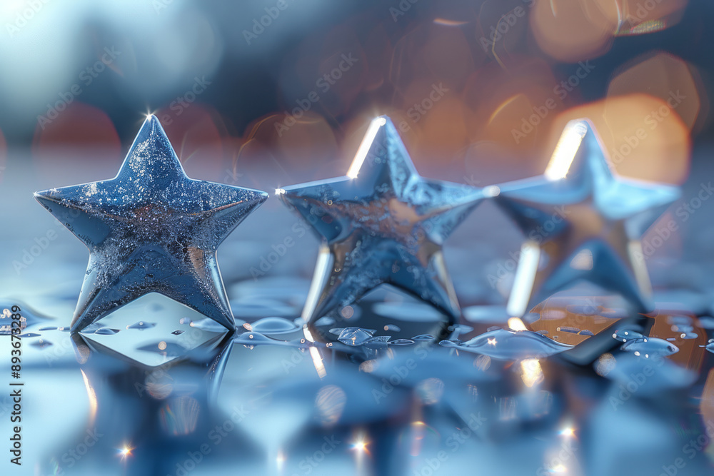 Poster creative animation of a star rating appearing one by one, with a smooth transition, against a light 