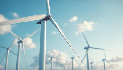 Fototapeta premium Turbine electricity and ecological generator: renewable wind power with alternative energy and sustainable climate resource