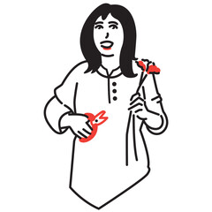  a woman holding a pair of scissors and a flower
