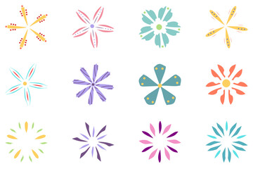Flower icon set. Botanical floral design