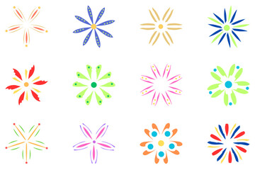 Flower icon set. Botanical floral design