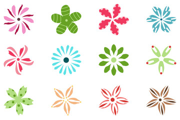 Flower icon set. Botanical floral design