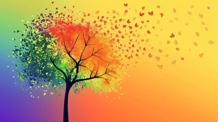 LGBTQ+ Pride Banner with Stylized Rainbow Tree for Custom Text or Logo Designs