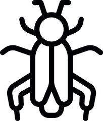 Simple black and white line art illustration of a cockroach spreading its legs