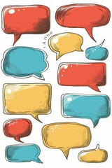 Ultra sharp photo presenting a big set of empty speech bubble comic text, offering a variety