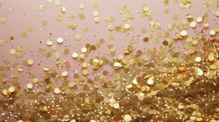 Fototapeta premium Gold Confetti on Pink Background