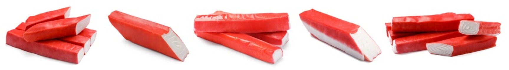 Tasty crab sticks isolated on white, set © New Africa