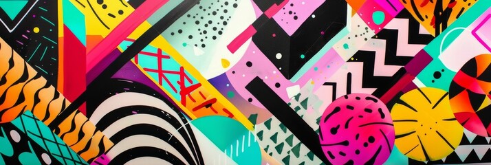 Ultra sharp photo presenting a multicolor futuristic pop art pattern This abstract painting