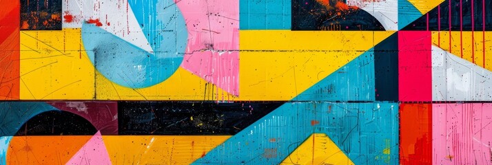 Naklejka premium Ultra sharp photo presenting a multicolor futuristic pop art pattern This abstract painting