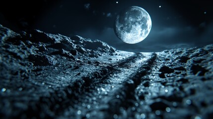 Image of the moon surrounded by clouds, Ai generate