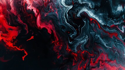 abstract red, black and blue marble background. Fluid painting.