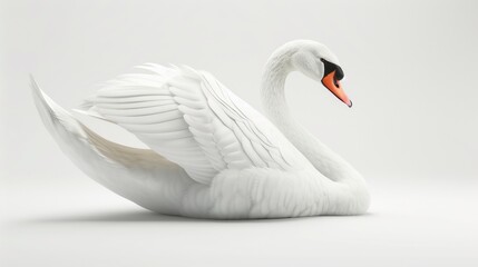 Obraz premium white swan on white background