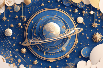 Celestial Visions- Abstract depiction of cosmic elements like space and stars.