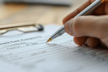 Detailed View of Insurance Application Form Being Completed with Precision