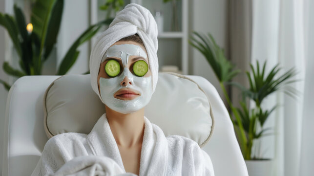 Spa Sanctuary: Unwinding with a Facial Mask and Cucumber Eye Pads