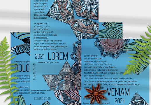 Flyer Layout with Mandala and Ethnic Tribal Lace Flower Elements