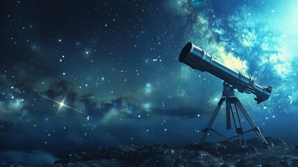 Telescope watching the sky and falling star.3d rendering
