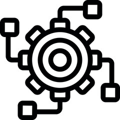 Gear connecting to data points representing seamless workflow and efficient data integration